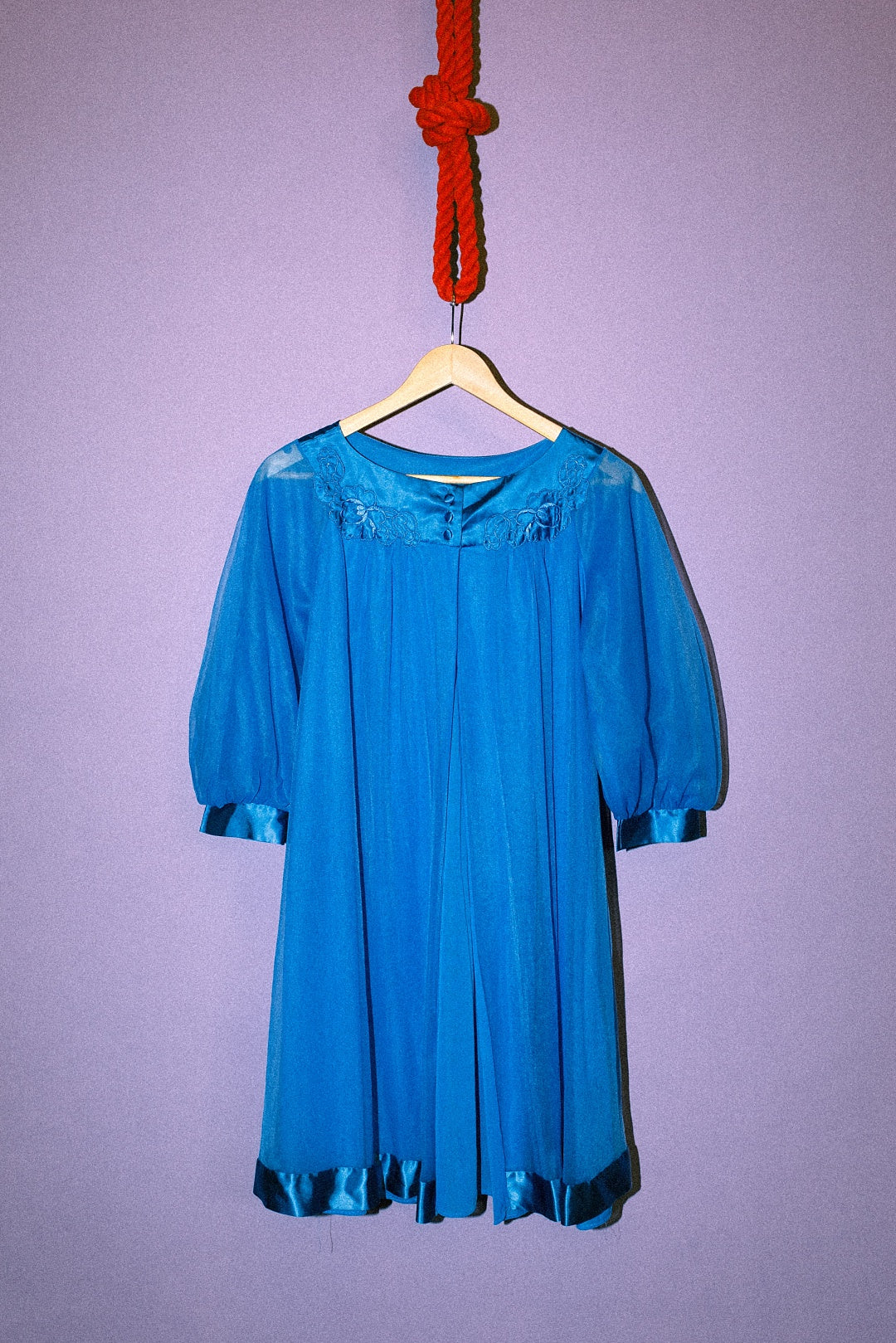 60's Gossard Artemis Cobalt Blue Chiffon Babydoll Robe, Medium