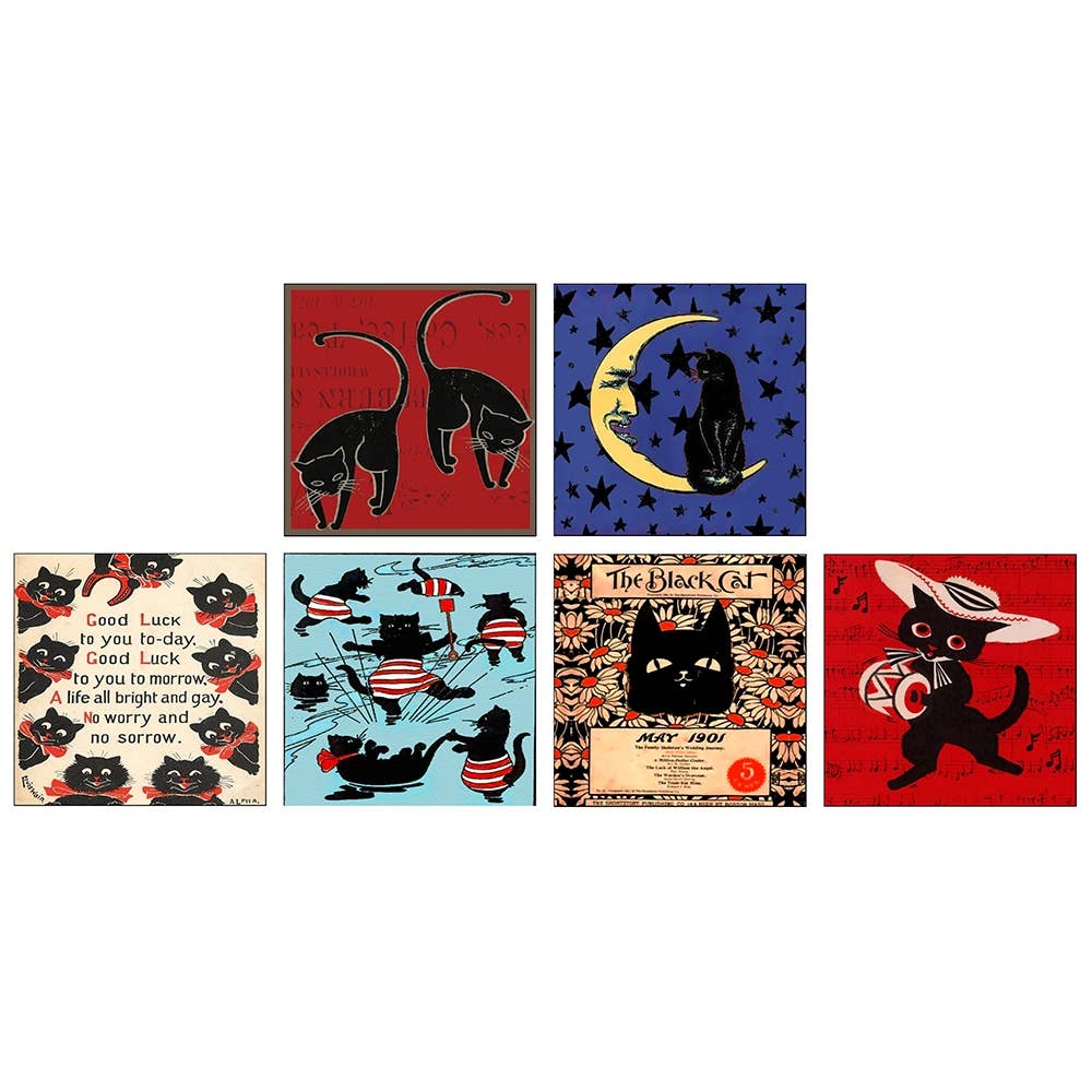 Vintage Black Cats Square Matchboxes 60Pk - ANN390