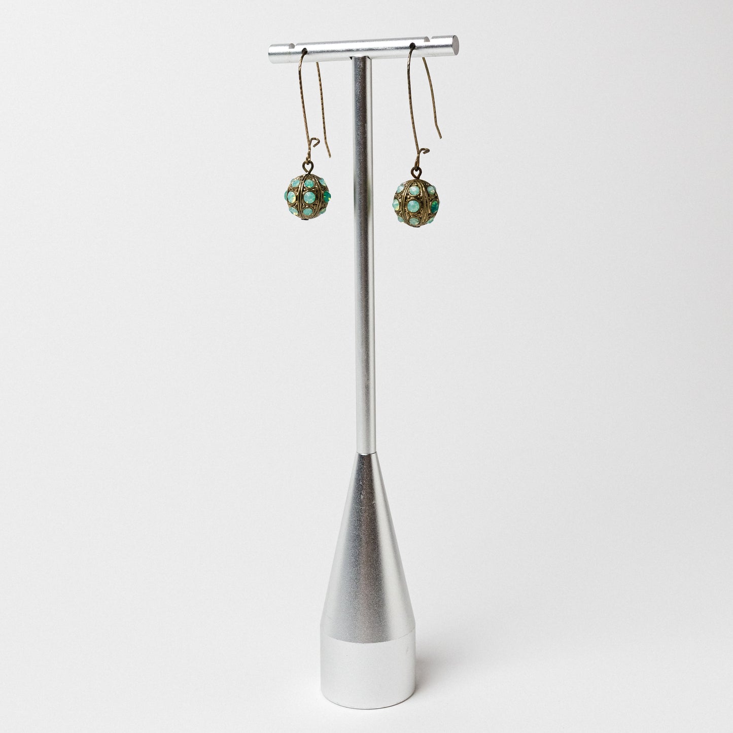 Bronze-tone Rhinestone Orb Earrings