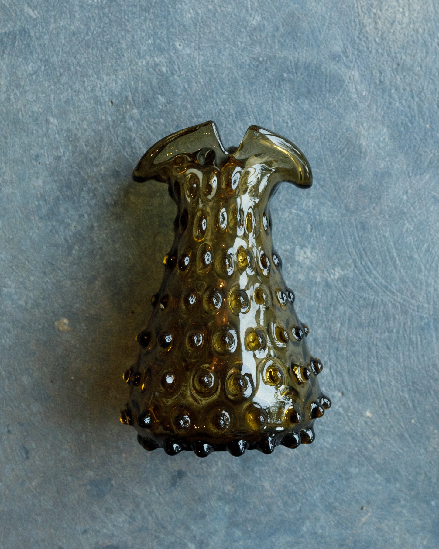Vintage Hand Blown Hobnail Split Rim Vase