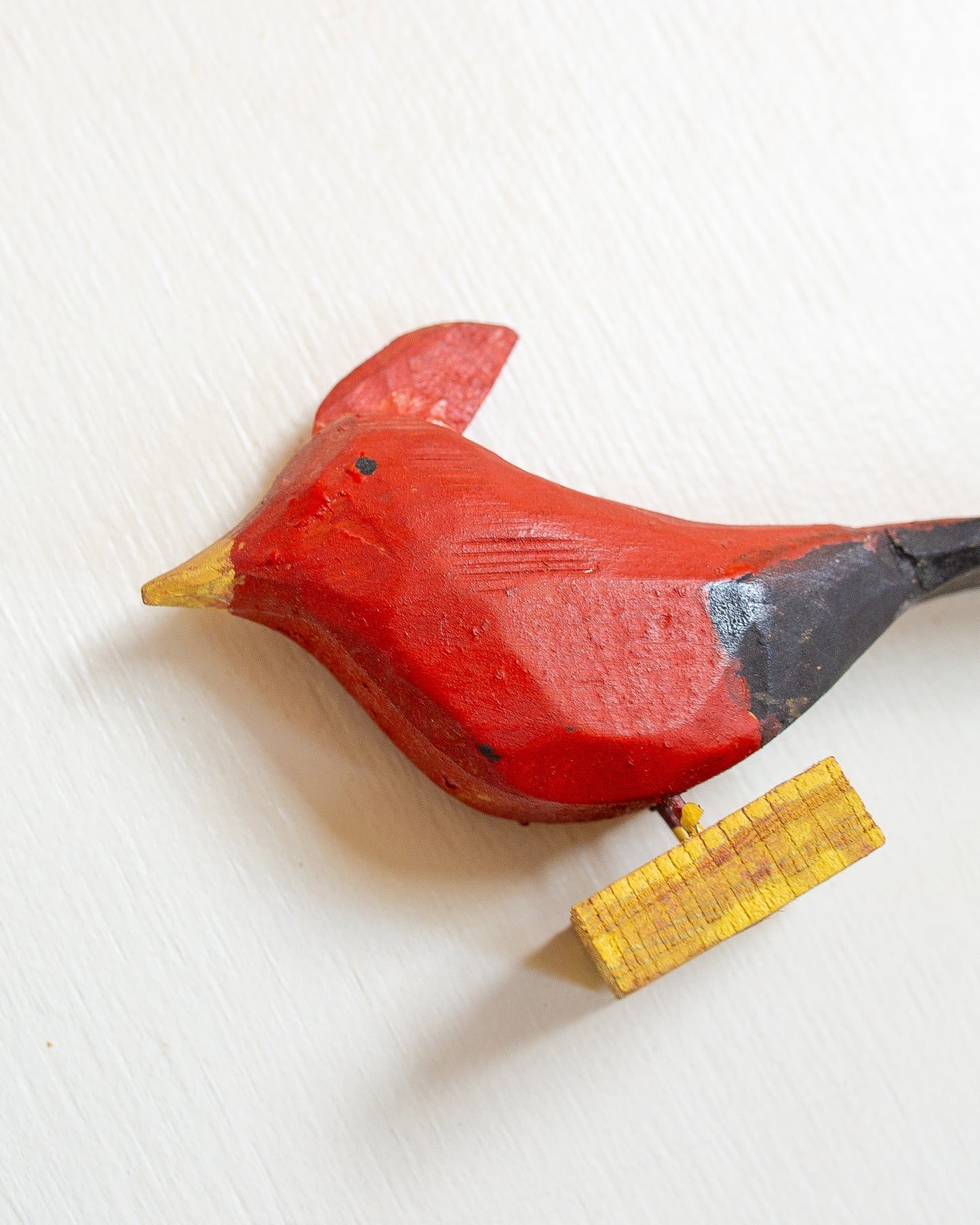 Vintage Hand-Carved Wooden Cardinal Tchotchke