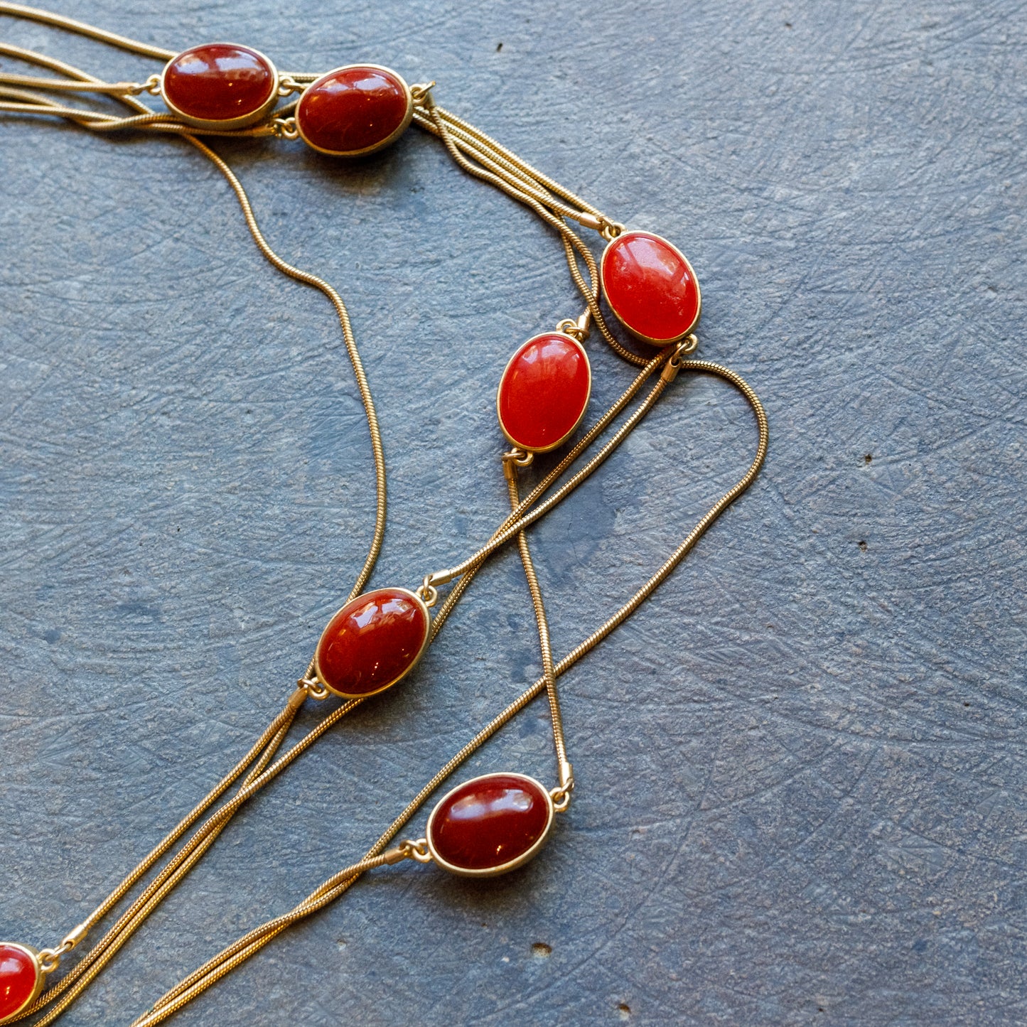 Faux Carnelian Stone Goldtone Necklace