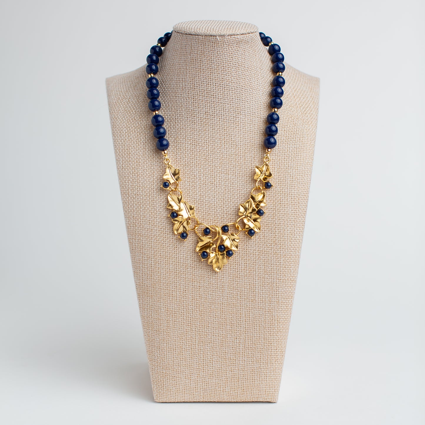 Vintage Gold-Tone Beaded Statement Necklace