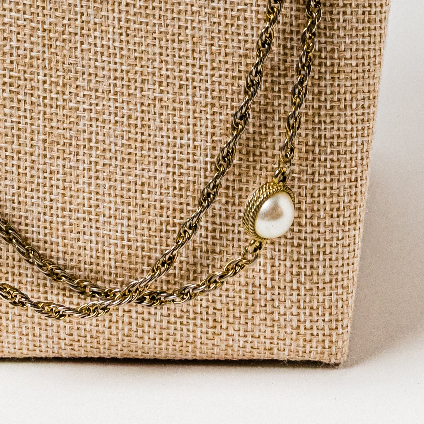 Vintage Costume Extra Long Gold-Tone Faux Pearl Necklace