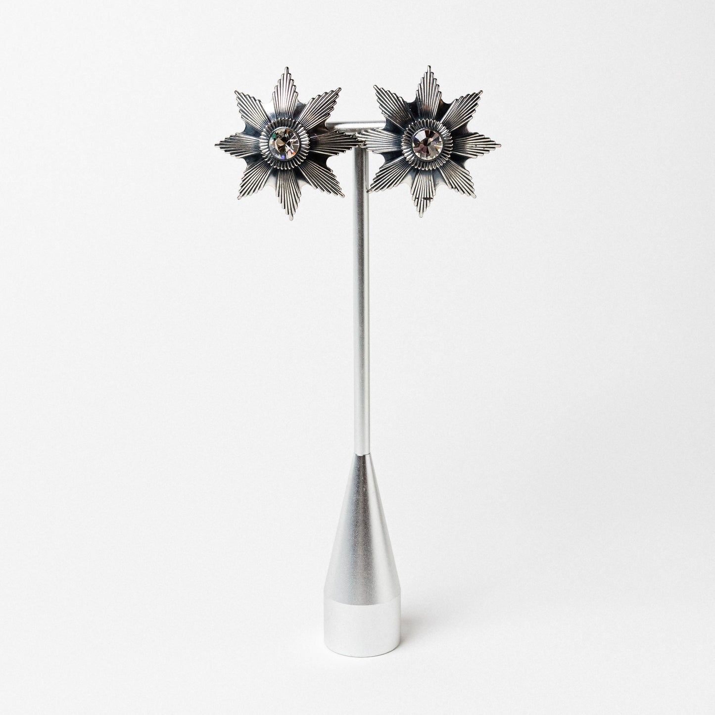 Vintage 1980's Signed Ermani Bulatti Clip-on Starburst Earrings