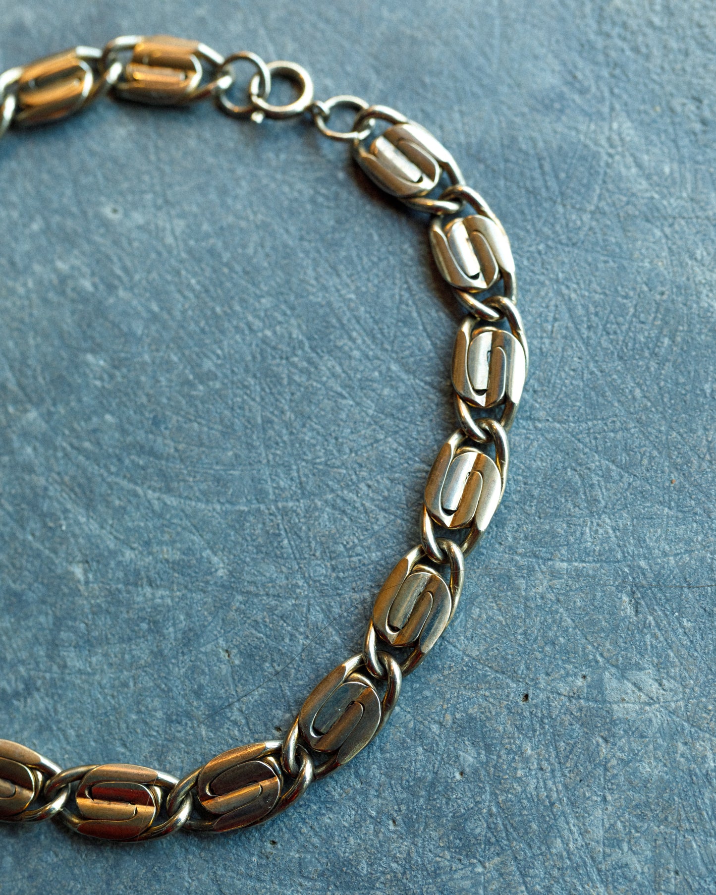 Vintage Silver-Tone Swirl Link Choker Necklace