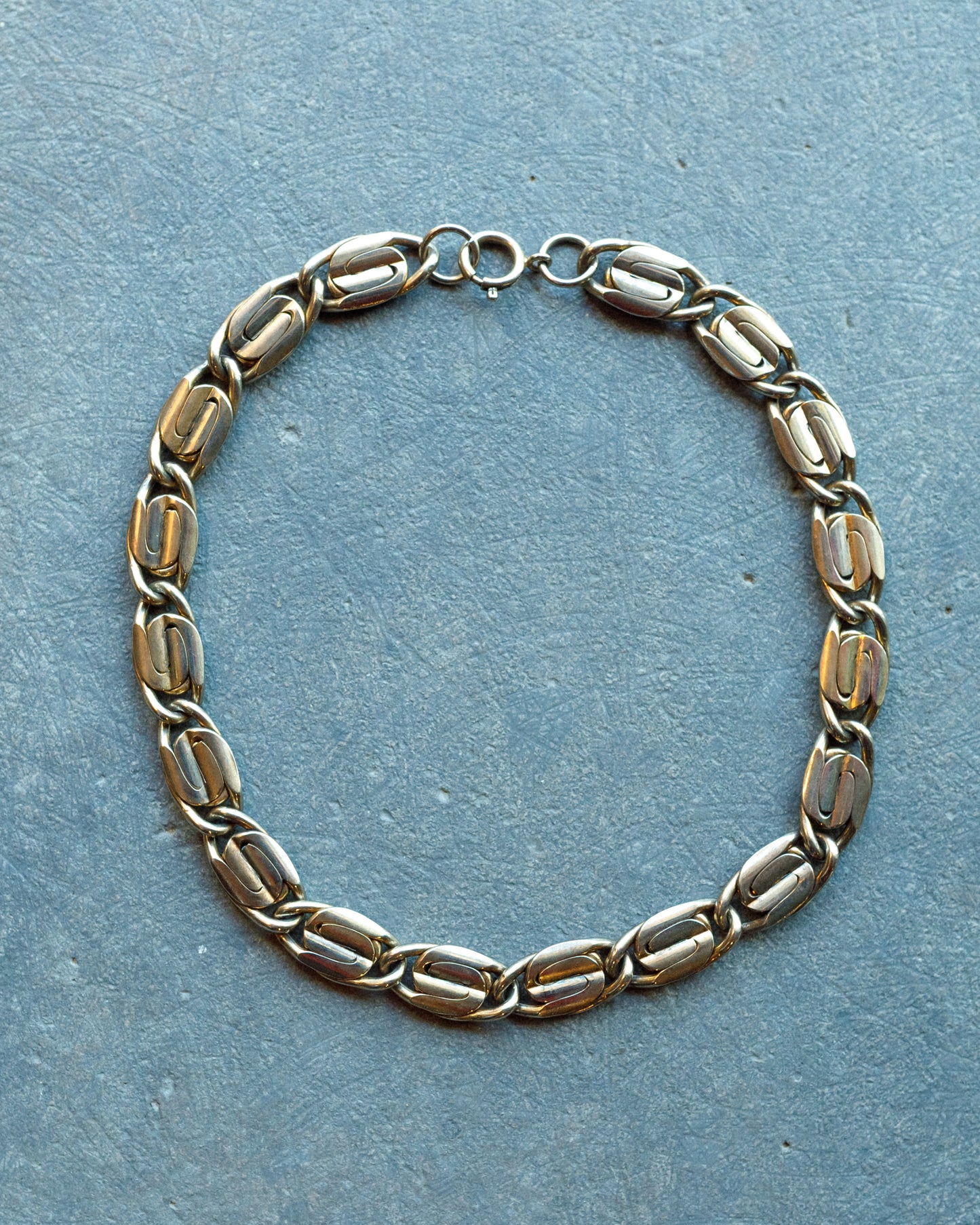 Vintage Silver-Tone Swirl Link Choker Necklace