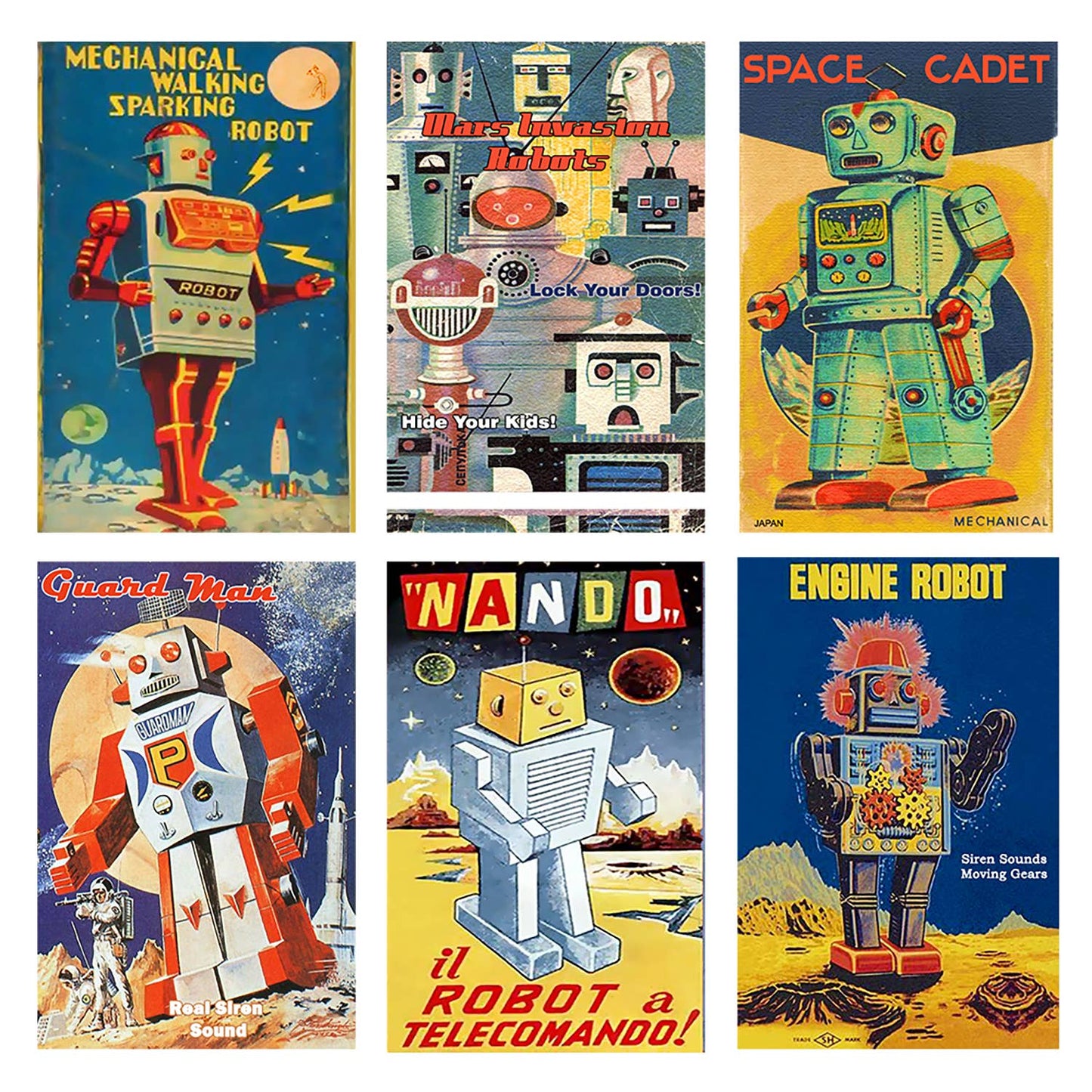 Vintage Robot Toy Mini Matchboxes Asst 60Pack - ANN385
