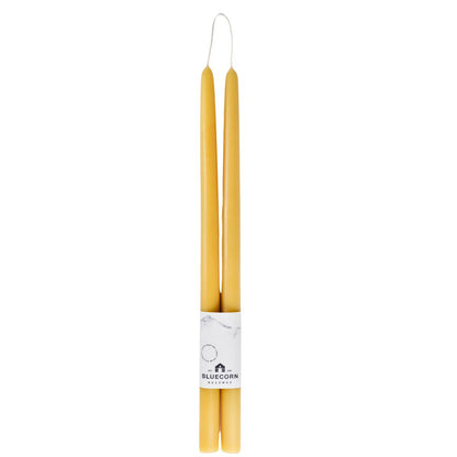 Pair of Hand-Dipped Beeswax Taper Candles: 10" / Red