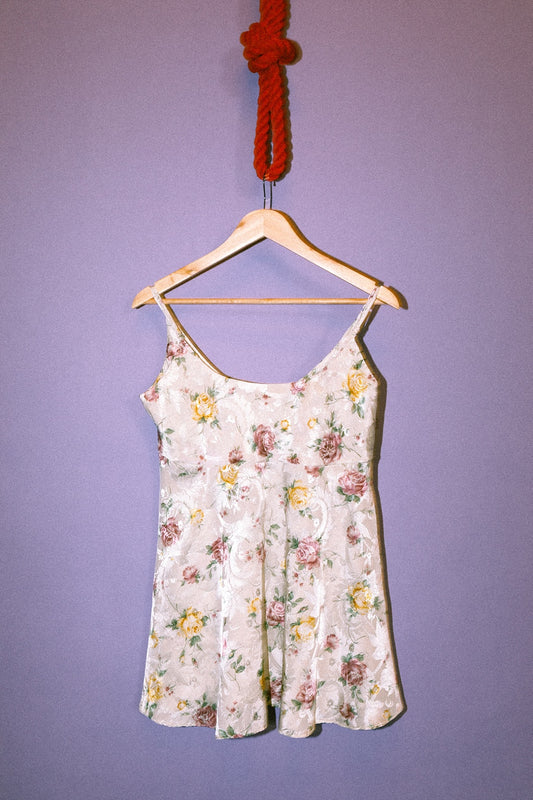 90's Delicates White Jacquard Slip, Medium