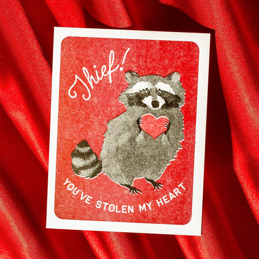 Thief! Raccoon- Risograph Card