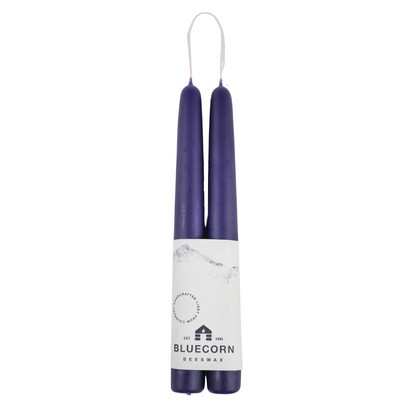 Pair of Hand-Dipped Beeswax Taper Candles: 10" / Apricot
