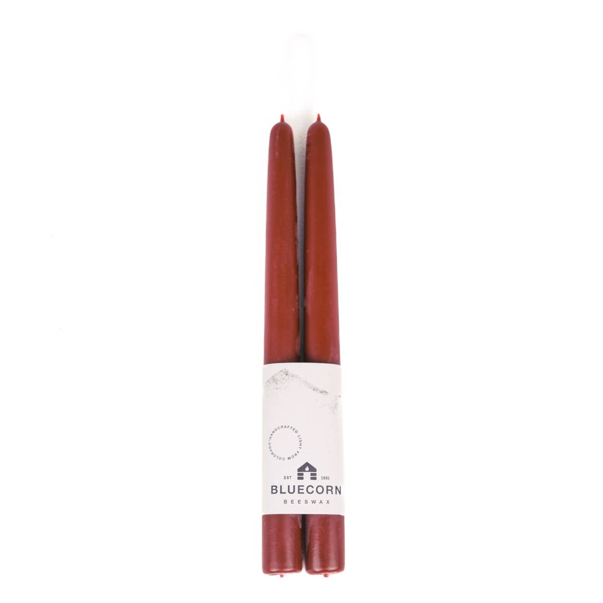 Pair of Hand-Dipped Beeswax Taper Candles: 10" / Apricot