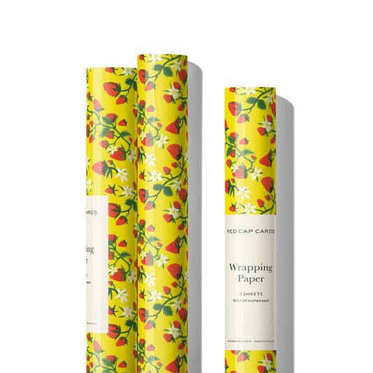 Strawberry Patch wrapping paper: Rolls of 3 sheets