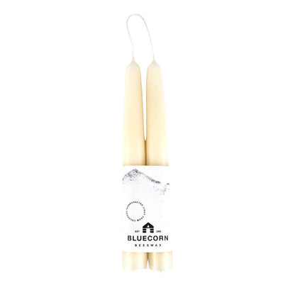 Pair of Hand-Dipped Beeswax Taper Candles: 10" / Ivory