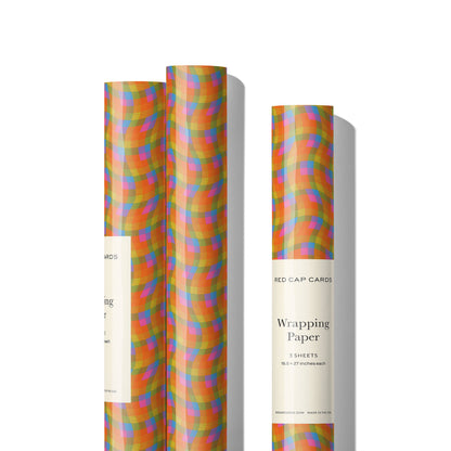 Trippy Checker wrapping paper: Rolls of 3 sheets