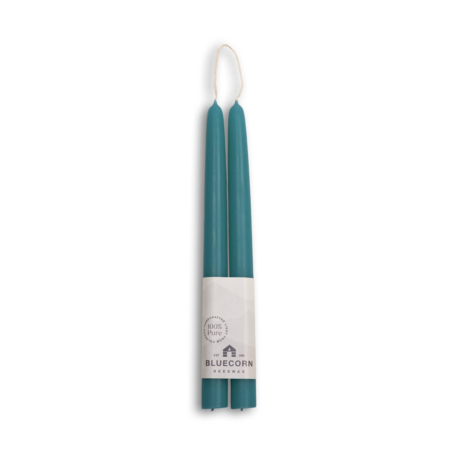 Beeswax Taper Candles – Dripless & Handmade in USA: Teal / 10"