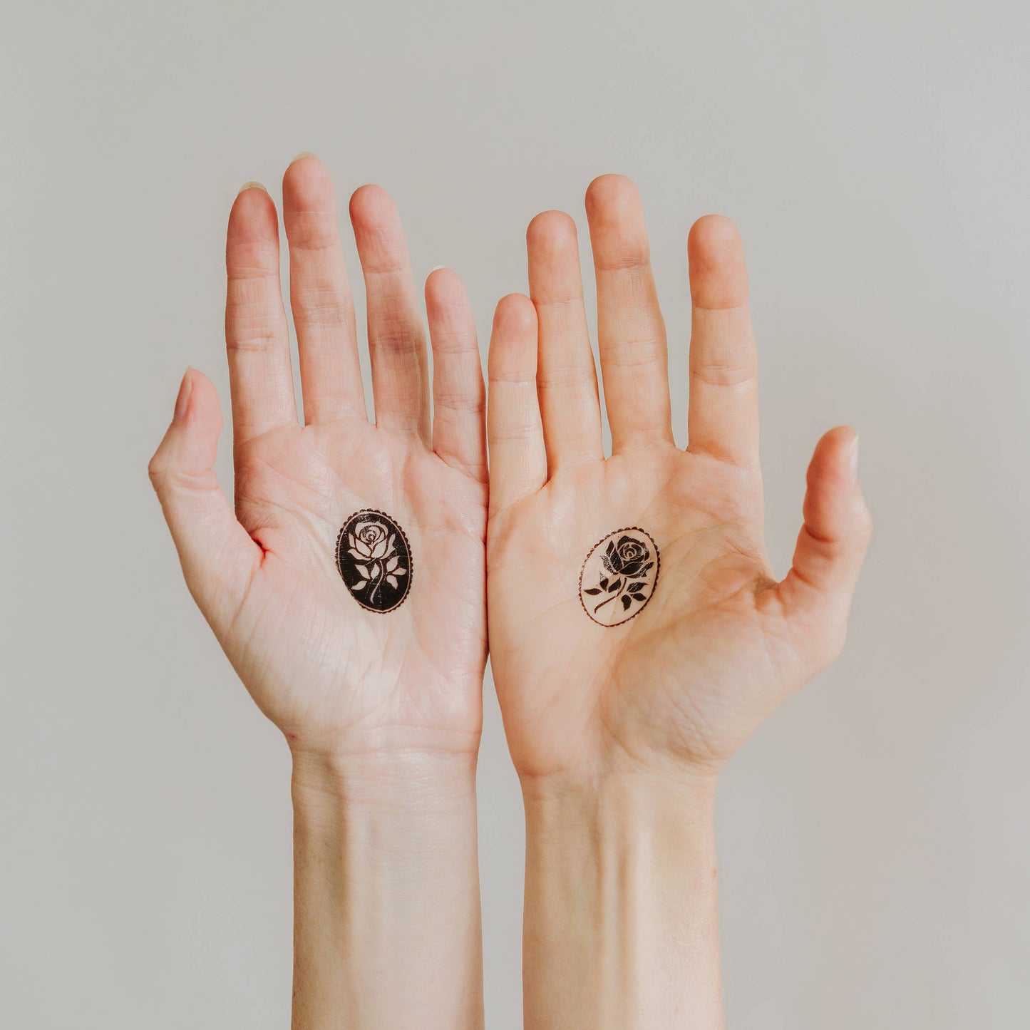 Floral Cameos Tattoo Pair
