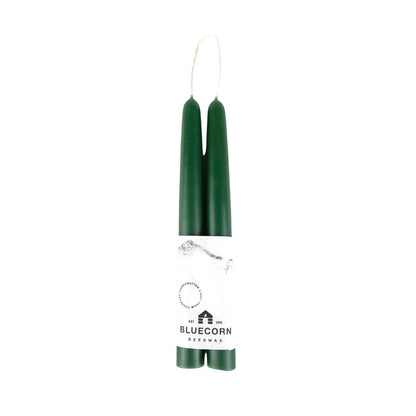 Pair of Hand-Dipped Beeswax Taper Candles: 10" / Red