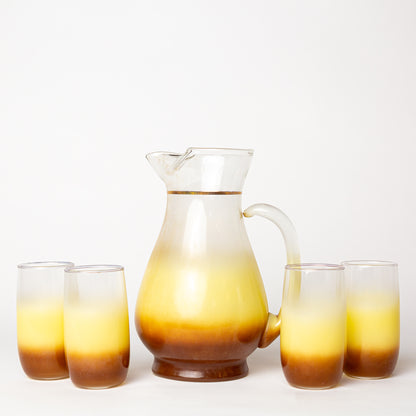 Blendo by West Virginia Glass, Set of 4 Glasses and Pitcher