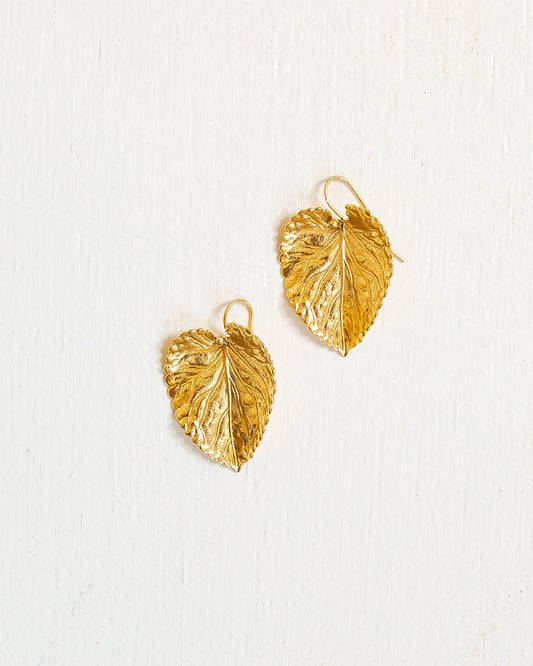 Vintage Gold-Tone Leaf Earrings