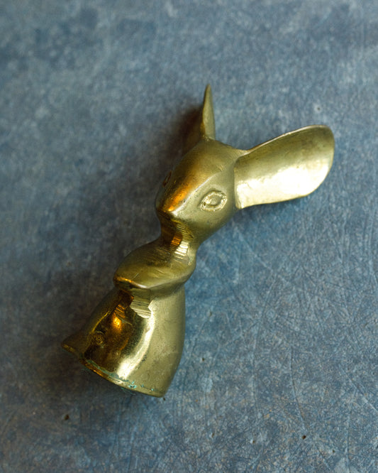 Mid Century Big Ear Brass Mouse Tchotchke