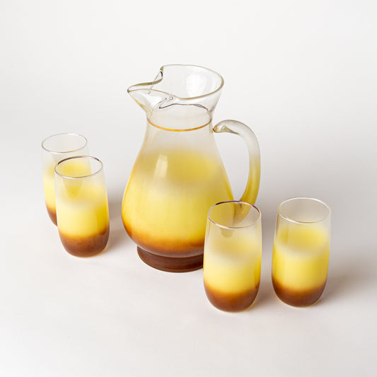 Blendo by West Virginia Glass, Set of 4 Glasses and Pitcher