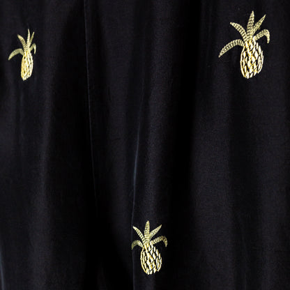 100% Silk Embroidered Pineapple Capris, Women's Size 10