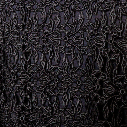 1990's "K Studio" Little Black Dress with Knit Floral Panel
