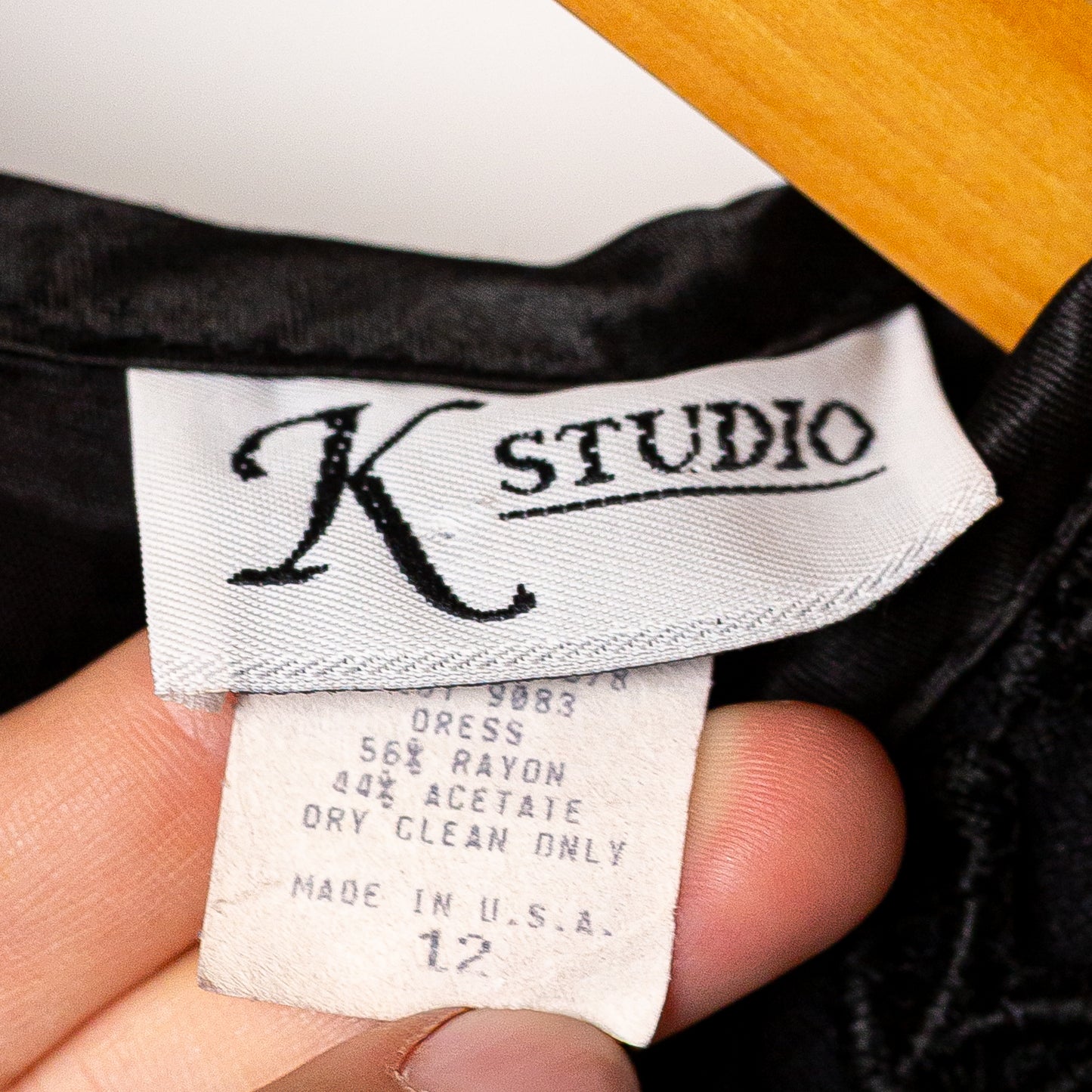 1990's "K Studio" Little Black Dress with Knit Floral Panel