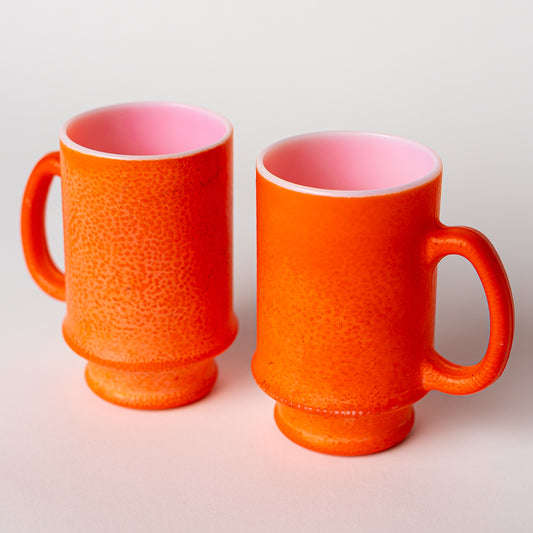 Hazel Atlas "Orange Peel" Mugs, 1960's, Set of 2