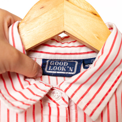 1980's "Good Look'n" Candy-Striped Button Up Blouse