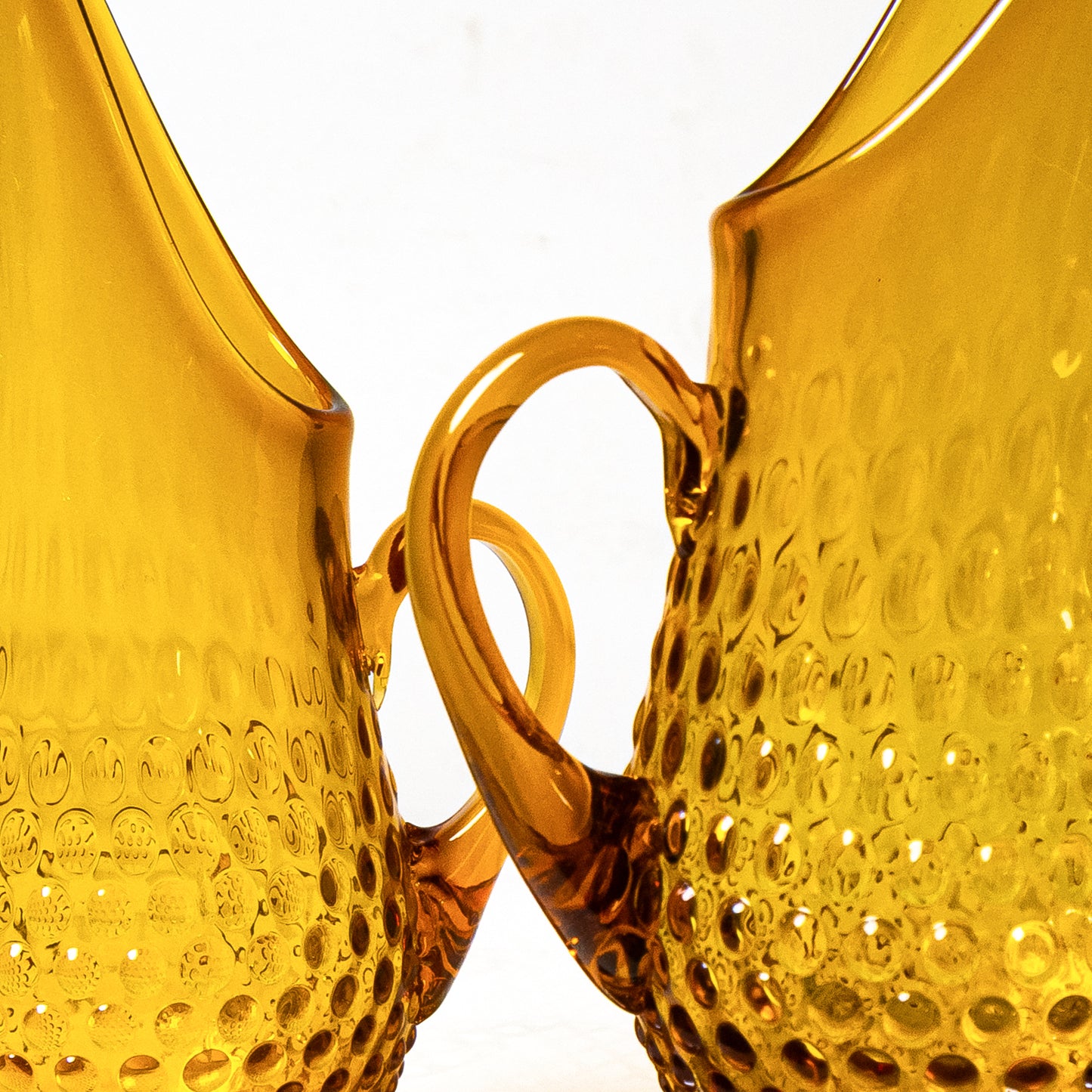 Kanawha Hobnail Stretch Neck Blown Glass Pitchers, MCM