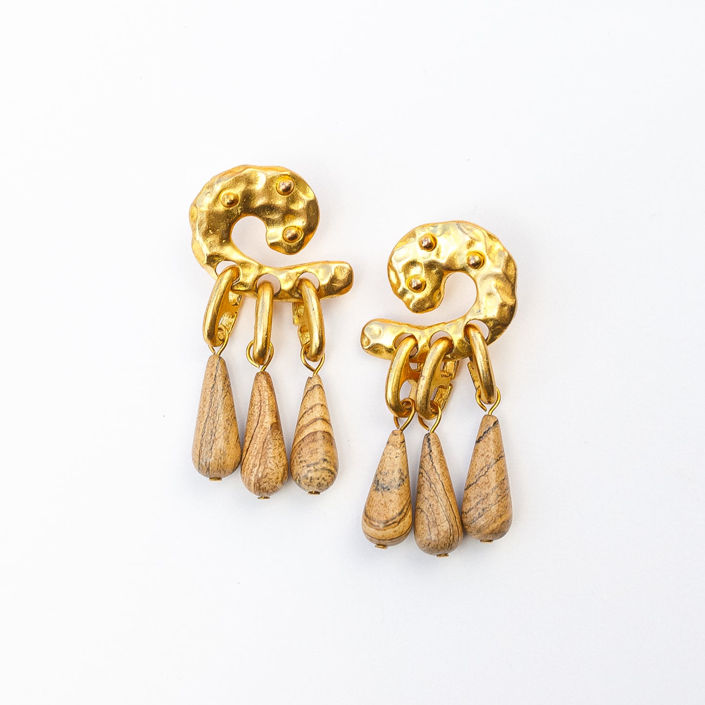 1980's Saks Fifth Avenue Gold Plated Stone Earrings