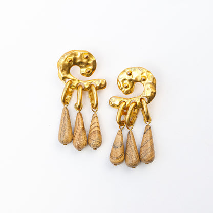 1980's Saks Fifth Avenue Gold Plated Stone Earrings
