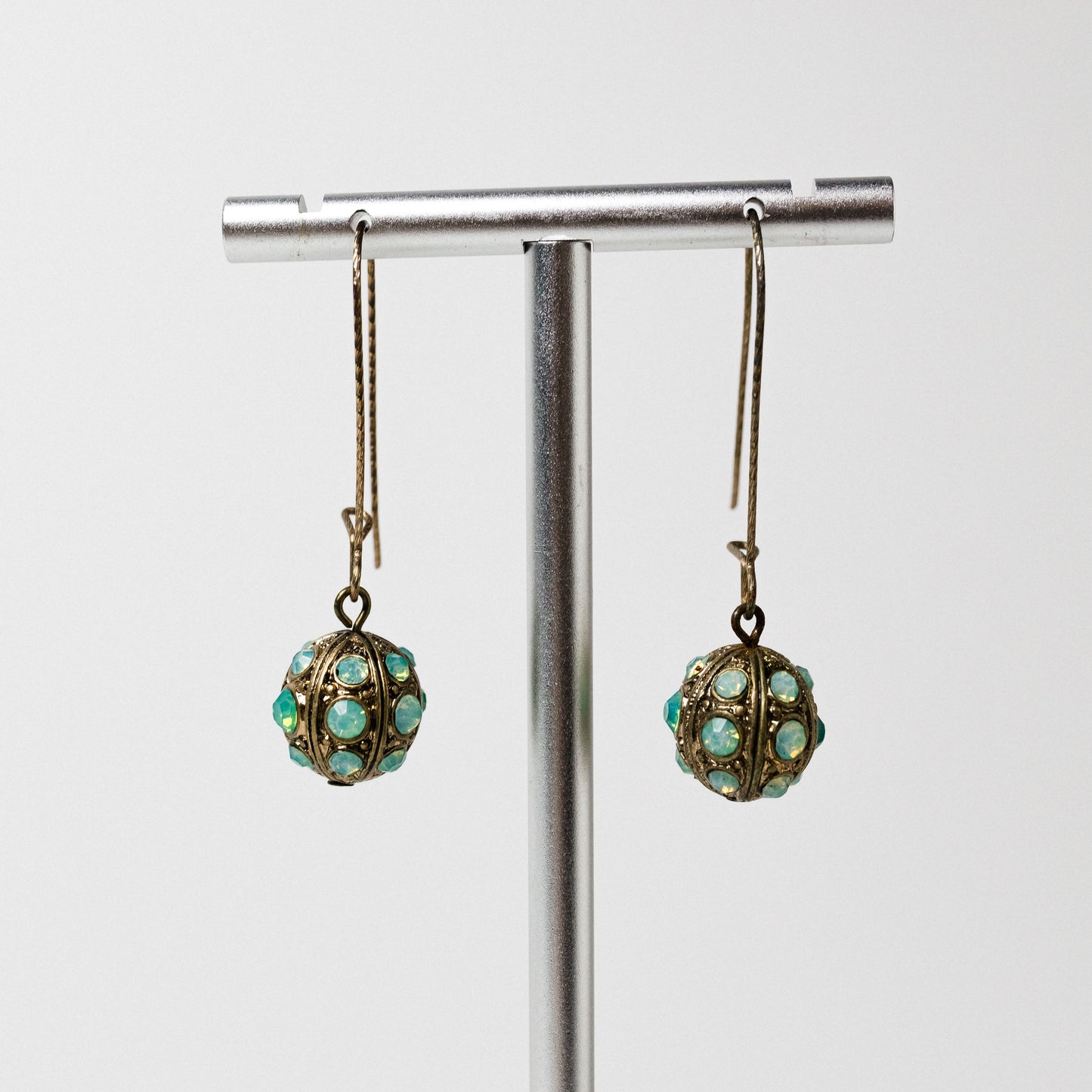 Bronze-tone Rhinestone Orb Earrings