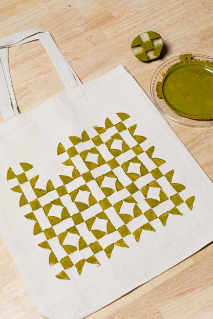 Cut Potato Stamped Tote Bag Workshop with Abby Weeden