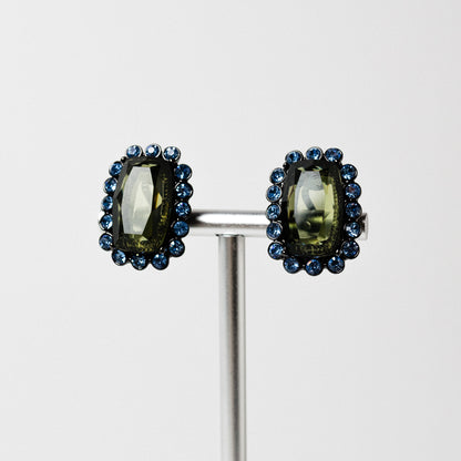 Vintage 1980's Signed Monet Crystal Clip-On Earrings