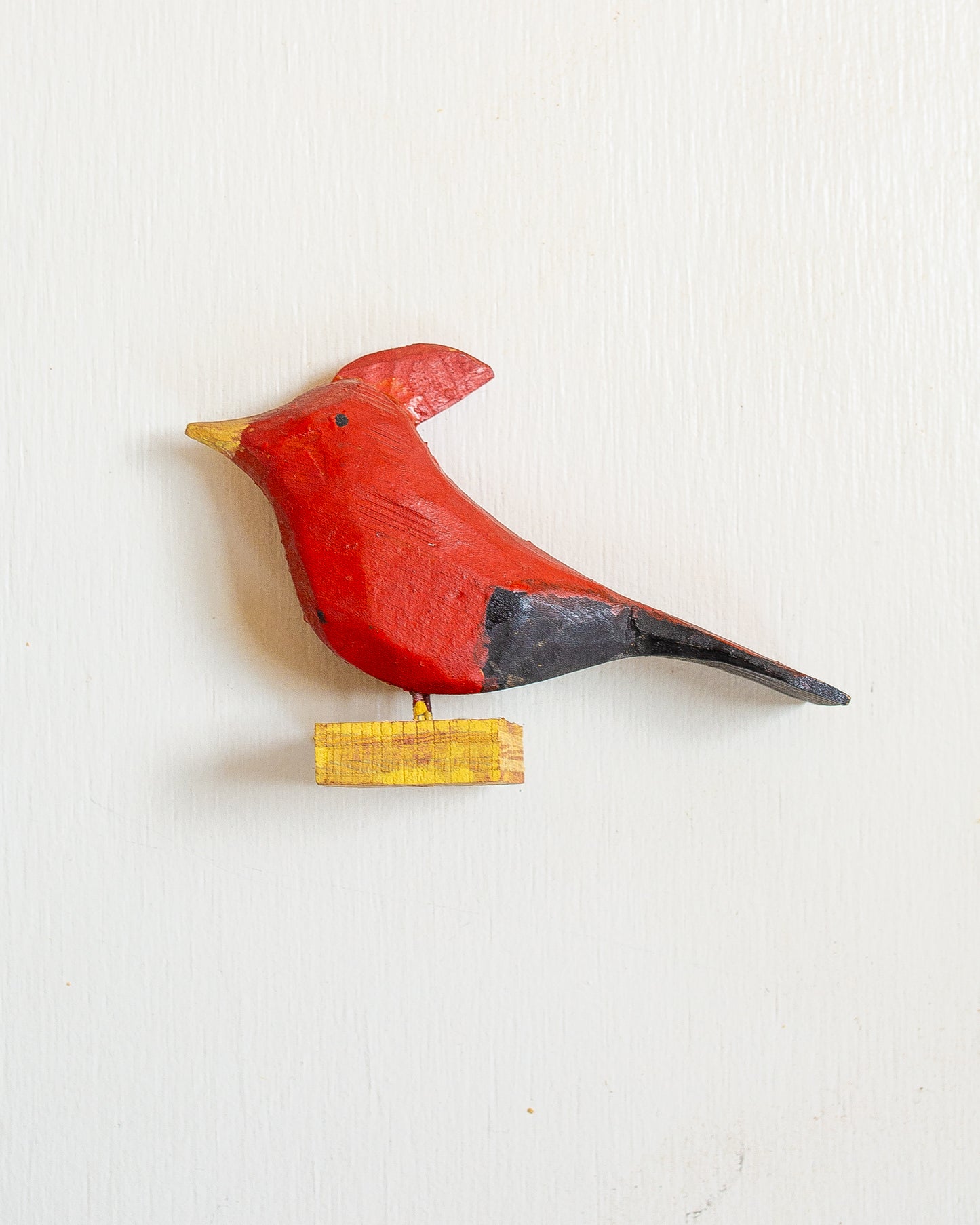 Vintage Hand-Carved Wooden Cardinal Tchotchke
