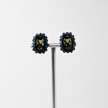 Vintage 1980's Signed Monet Crystal Clip-On Earrings