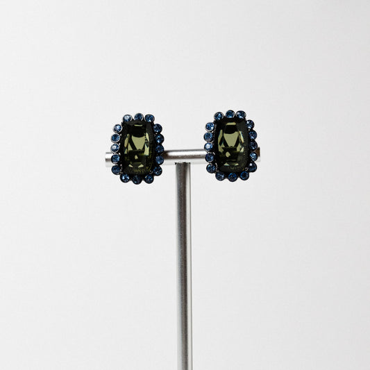 Vintage 1980's Signed Monet Crystal Clip-On Earrings