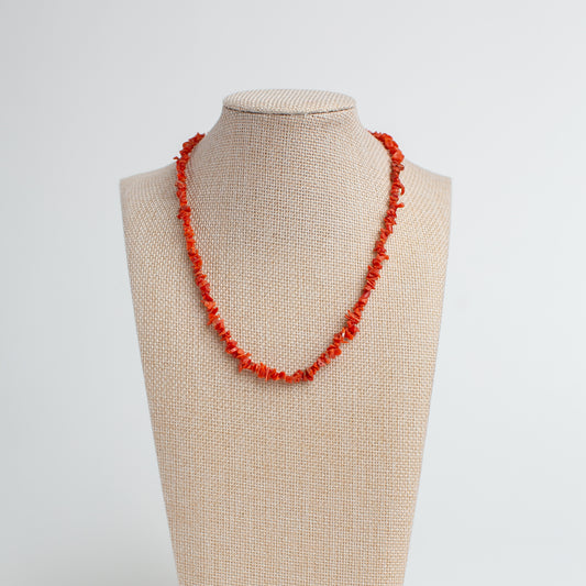 Vintage Natural Red Coral Chip Necklace