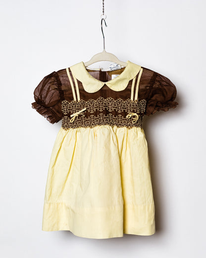 1950's Brown and Yellow Baby Dress