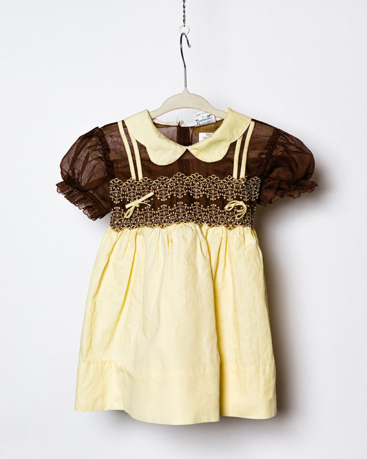 1950's Brown and Yellow Baby Dress