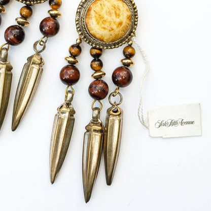 1980's Saks Fifth Avenue Gold Plated Stone Beads Earrings