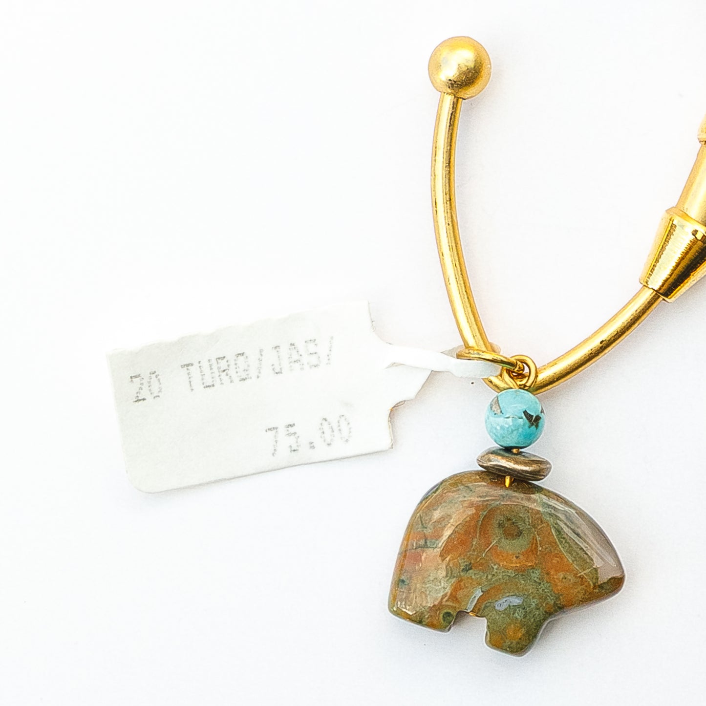 1980's Saks Fifth Avenue Gold Plated Turquoise and Jasper Earrings