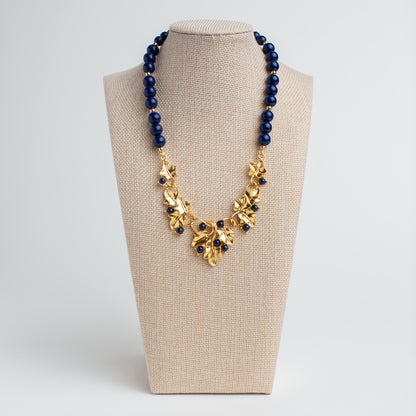Vintage Gold-Tone Beaded Statement Necklace