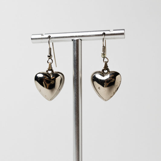 Vintage Sterling Silver Puffy Heart Earrings