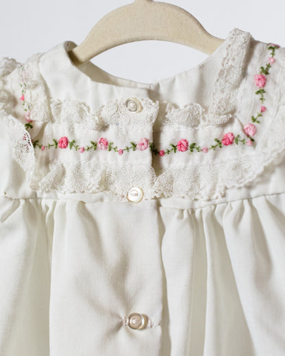 1980's White Laced Embroidered Baby Blouse