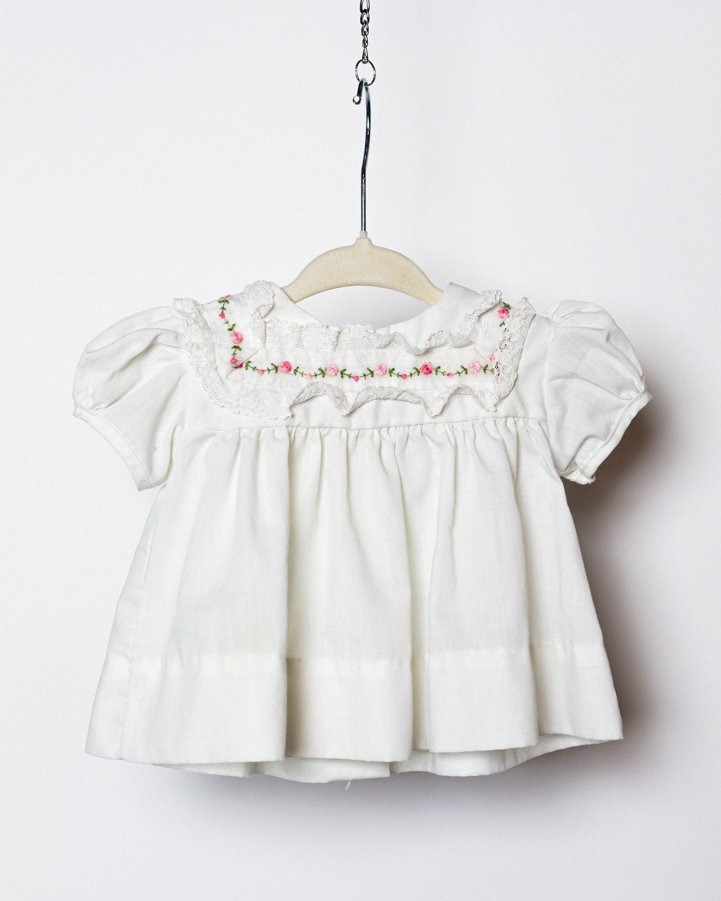 1980's White Laced Embroidered Baby Blouse